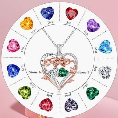 Iefil Anniversary Birthday Gift for Wife Her Women Girlfriend Mom 2024, Birthstone Jewelry Red Garnet Necklace Pink Sapphire Necklace - Image 6