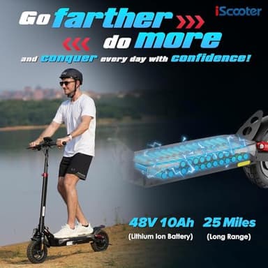 iScooter iX3 Electric Scooter,10" Off Road Pneumatic Tires,800W Motor E-Scooter Up to 25 Miles Range, Top Speed 25MPH, Adjustable Handlebar Height, Folding Commuting Escooter for Adults - Image 4