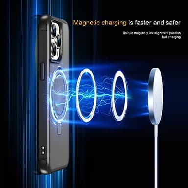 CHAOFEnG Magnetic Compatible with iPhone 13 Pro Case with Stand [Military Grade Drop Tested][Compatible with Magnet] Ring Translucent Slim Hard Back Soft Edge, Black - Image 3