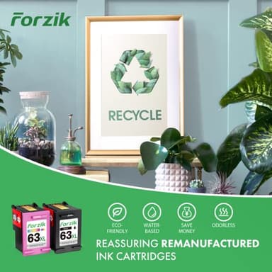 Forzik Remanufactured 63XL Ink Cartridge Replacement for HP OfficeJet 3830 4650 4652 5255 Envy 4520 5540 DeskJet 1110 2130, Black, Tri-color, 2-Pack - Image 7