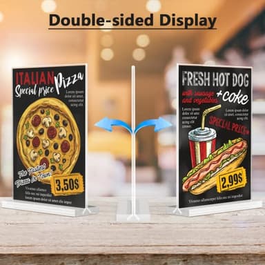 MaxGear Acrylic Sign Holder 8.5x11 Inches 2 Pack, Double Sided Clear Display Stand Table Top Paper Holder, Vertical Menu Flyer Stand, Plastic Frame for Stores, Restaurants, Hotels, Office - Image 6