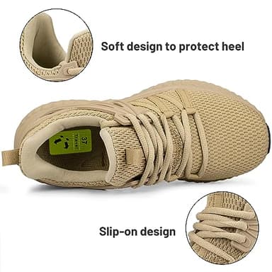Abboos Womens Non Slip Running Shoes Breathable Sneakers Athletic Lightweight Gym Sports Walking Shoes Size 8 Khaki - Image 3