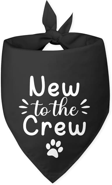 New to The Crew Dog Bandana Puppy Bandana Black Dog Bandana Funny Dog Bandana Photo Prop Pet Scarf Accessories for Pet Dog Lovers Gifts Dog Owner Gifts - Image 1