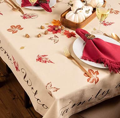 DII Rustic Autumn Leaves Kitchen Collection Thanksgiving & Fall Table Décor, Tablecloth, 60x84 - Image 7