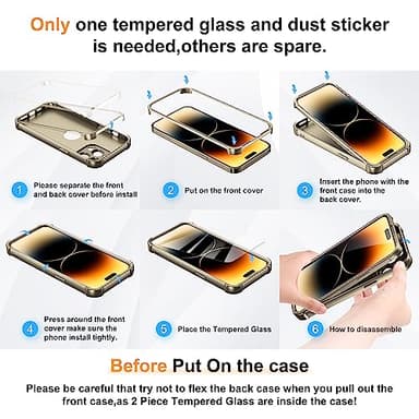 ORETECH for iPhone 14 Pro Max Case, with [2 x Screen Protectors] [10 Ft Military Grade Drop Test] [Camera Protection] 360° Shockproof Slim Thin Phone Case iPhone 14 Pro Max Cover 6.7" Gold - Image 9