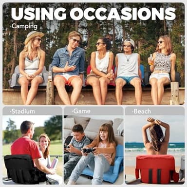 Extra Wide Stadium Seats With Back Support 2 Pack, Exclusive "Sofa Style" Design Thick Bleacher Chairs With Back and Cushion, 6 Reclining Positions - Ultimate Comfort for Sports Events (Black, 25") - Image 4