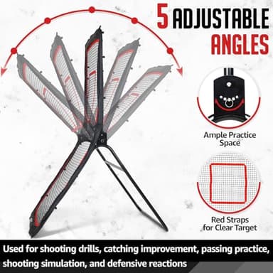 ZEALFEEL Lacrosse Rebounder, 4x7FT/4x6FT Lacrosse Rebound for Backyard with 5 Rebound Angles, Target Strip, Volleyball Rebounder Net Perfect for Lax Baseball Volleyball & Soccer Practice - Image 5