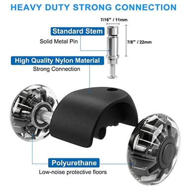 Office Chair Caster Wheels (Set of 5),Heavy-Duty Chair Wheels Support 2200lbs,Mute Rubber Chair Casters for Hardwood Floors and Carpet,2 Inch Universal Fit (Black) - Image 6