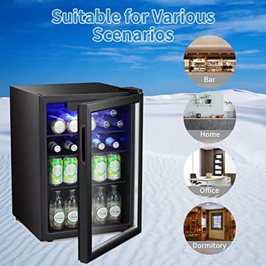 Antarctic Star Mini Fridge-95 Can Beverage Refrigerator Wine Cooler Clear Front Glass Door Small Drink Touch Screen for Soda Beer Bar Office Home 2.6 cu.ft - Image 6