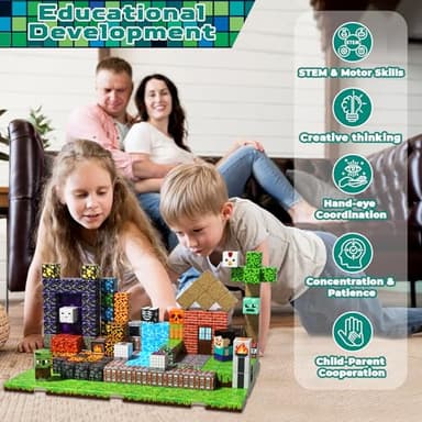 200PCS Magnetic Blocks - Magnet Blocks with 6 Baseplate,Magnetic Building Blocks for Kid Ages 3 4 5 6 7 8, Stacking Magnets for 3-8 Kids, Birthday Gifts for 3-10 Year Old Boys Girls, STEM Learning Toy - Image 2