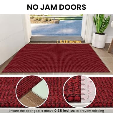 IOHOUZE Christmas Runner Rug 2x6 Ft Black Red Woven Runners for Hallways Washable Kitchen Rug Non Slip Braided Entryway Runner Rugs Floor Carpet Runners for Indoor Foyer Bedroom Laundry - Image 3