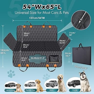 Chumajor Back Seat Extender for Dogs-Supports 400lb,Waterproof Dog Car Seat Cover Hard Bottom-Detachable,600D Heavy Duty Scratch Proof Nonslip Soft,Dog Hammock for Car,SUVs - Image 4