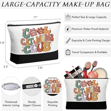 MAYICIVO Cat Lover Gifts for Women, Cat Mom Gifts for Women Mothers Day Birthday Gift for Friends w/Canvas Tote Bag & Makeup Bag - Image 7