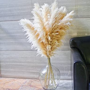 10 Stems 46" inch Dried Pampas Grass Decor Tall, Large Pompas Grass, Boho Neutral Home Decor Bouquet, Fluffy Pampass Grass for Floor Vase Wedding Floral Arrangements Wall Farmhouse Table Decor - Image 2