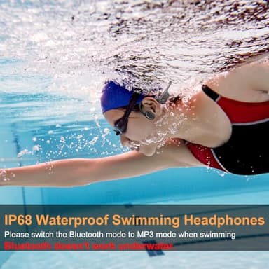 RR SPORTS Bone Conduction Bluetooth Headphones-SwimBeats,IP68 Waterproof Swimming Headphones with 32GB MP3 Player, Lightweight Open Ear Design for Swimming/Surfing/Marathon/Cycling(Black) - Image 2