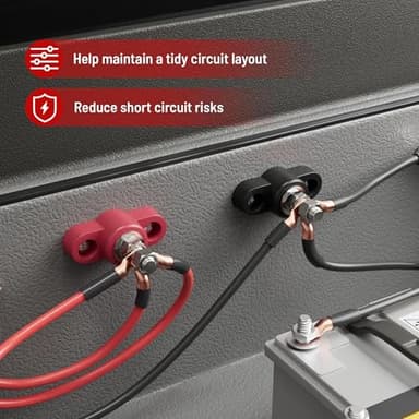 RED WOLF 12V 150A Power Distribution Block 5/16" Single Stud Busbar M8 Terminal Bus Bar 12 Volt DC Battery Junction Post for Auto Boat Marine Solar System Positive and Negative (2PC) - Image 5