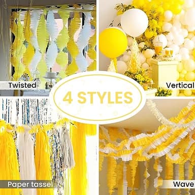 PartyWoo Yellow Crepe Paper Streamers 6pcs 492ft Pack of Yellow Crepe Paper Streamers for Easter Baby Shower Engagement Wedding Sunflower Graduation Bee Summer Luau Theme Birthday Party Decorations - Image 6