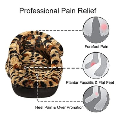 GRITHEIM Women's Orthotic Arch Support Slippers Fuzzy Adjustable Orthopedic Slippers for Plantar Fasciitis Furry Slide for Ladies leopard 10 - Image 3