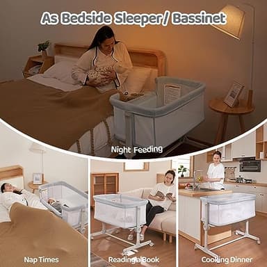 Ezebaby Baby Bassinet Bedside Sleeper, Portable Bedside Bassinet for Baby Newborn Infants with Adjustable 7 Heights and All Mesh Sides, Mattress & Sheet Included - Image 5