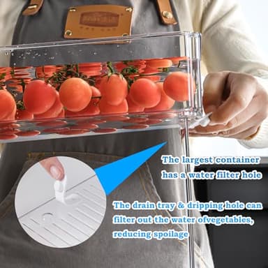 KUMD 10 Pack Fridge Organizer, Stackable Refrigerator Organizer Bins with Lids, BPA-Free Produce Fruit Storage Containers for Storage Clear for Kitchen, Food, Drinks, Vegetable Storage - Image 7