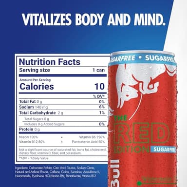 Red Bull Red Edition Sugar Free Energy Drink, Watermelon, with 80mg Caffeine plus Taurine & B Vitamins, 8.4 Fl Oz, Pack of 24 Cans - Image 3