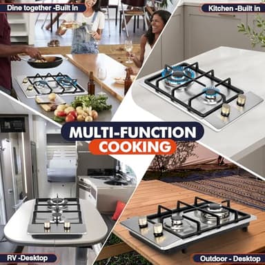 Llamaviva Gas Stove 12 Inch, Propane Cooktop 2 Burner, Portable Gas Cooktop Stainless Steel, Dual Fuel LPG/NG Convertible with Thermocouple Safety Protection for Kitchen, RV, Camping, Outdoor - Image 5