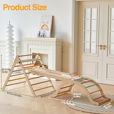 Giant bean Pikler Triangle Set, Pastel 5 in 1 Pickler Climbing Set, Foldable Wooden Toddler Climbing Toys Indoor, Playground Jungle Gym for Kids 2-6, Montessori Set - Image 2