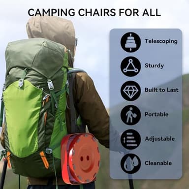 Guioiby Upgraded Collapsible Stool, Portable Folding Stool, Telescoping Camping Chair with Max Load Capacity 485lbs, Square Retractable Stool for Camping Gardening Fishing Hiking BBQ [Rainbow+Red] - Image 6