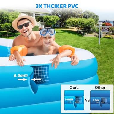 Extra Large Inflatable Pool for Adults, 150" X 74" X 22" Big Blow-Up Pool Swimming Pool, 2025 Upgraded Oversized Thickened Family Pools for Backyard Summer Outdoor - Image 3