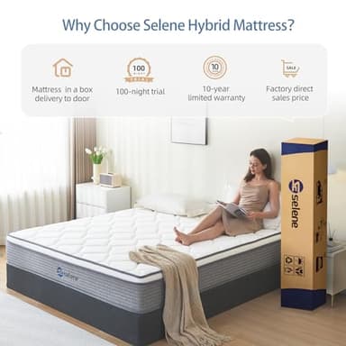 Selene Bedding Full Size Mattresses, 10 Inch Mattress Full with Pocket Spring and Memory Foam for Pressure Relief, Motion Isolation, Edge Support, Medium Firm Mattress in a Box, CertiPUR-US, Grey - Image 7