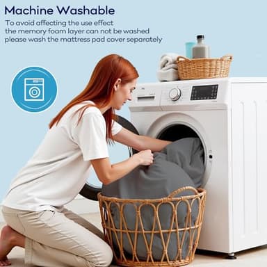 OLANLY Dual-Layer 4 Inch King Size Memory Foam Mattress Topper for Back Pain, 2 Inch Cooling Pillow Top Mattress Pad Cover and 2 Inch Gel Memory Foam Topper, Deep Elastic Pocket, Grey - Image 7