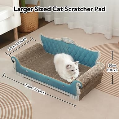 Kidding Pets Cat Sofa Shape Scratch Pad for Large Medium Small Indoor Cats,Larger-Sized Recyclable Reversible Cardboard Cat Couch for Resting Claw Grinding and Playing - Image 2