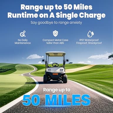 VATRER POWER 48V 105Ah Narrow Lithium Golf Cart Battery, Built-in Smart 200A BMS, with Touch Monitor & APP, 4000+ Cycles LiFePO4 Battery, Max 10.24kW Power Output, 2C Discharge, Perfect for Golf Carts - Image 2