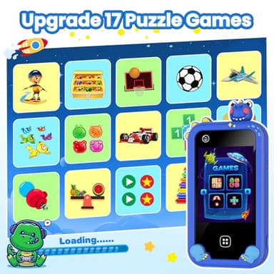 Kids Smart Phone for Boys Ages 3-8, Toy Cell Phone for Kids, Christmas Birthday Gifts for Boys, Toddler Learning Play Toy Phone with Touchscreen, Dual Camera, Game, Music, Storybook, 8GB SD Card(Blue) - Image 4