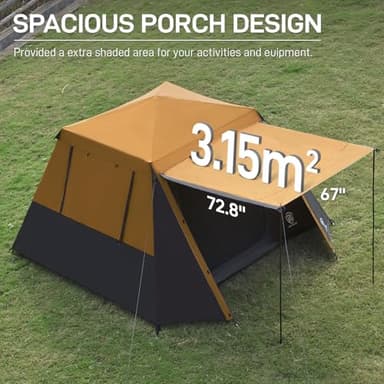 EVER ADVANCED Blackout 6 Person Camping Tent, Instant Cabin Tent for Family with Vestibule and Large Mesh Windows, 60s Easy Setup, Double Layer, Water-Resistant, Orange&Black - Image 3