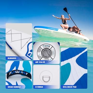 FunWater Inflatable 10'6×33"×6" Ultra-Light (17.6lbs) SUP for All Skill Levels Everything Included with Stand Up Paddle Board, Adj Floating Paddles, Pump, ISUP Travel Backpack, Leash,Waterproof Bag - Image 3