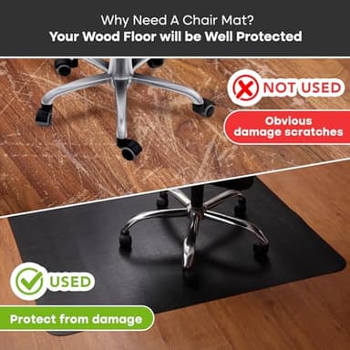 Office Chair Mat for Hardwood Floor: 63" x 51" Extra Large Black Office Chair Mats, Anti-Slip Rubber Floor Mat for Gaming Rolling Chair, Heavy Duty Sturdy Floor Protector Mat Under L Computer Desk - Image 4