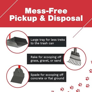 Pawler Pooper Scooper for Large Dogs, Small Dogs and Horses, Metal Poop Scooper Set with Long Handle Rake, Spade and Tray for Yard, Grass, Dirt or Gravel, Heavy Duty Aluminum Poop Picker Upper - Image 3