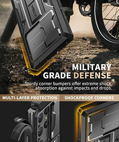 TONGATE for Samsung Galaxy S23 Ultra Case, [Built-in Slide Camera Cover & Screen Protector] [2 Front Frame] Military Grade Shockproof S23 Ultra Phone Case with Kickstand & Belt-Clip 6.8", Black - Image 4