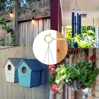 FSAH 48 PCS Q-Hanger Hooks, Screw Hooks for Outdoor String Lights, Safety Buckle Design Cup Eye Hook for Hanging Christmas Lights, Plants, Mounted on Wall Ceiling, Include 1 Wing Nut Driver, Gold - Image 7