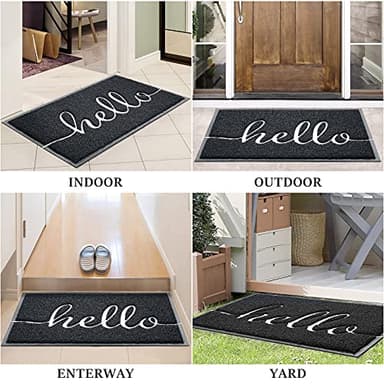 BeneathYourFeet Door Mat (36"x24",Black) Welcome Mat Low Profile Front Doormat Indoor Outdoor Door Non Slip Rugs for Entryway, Patio, High Traffic Areas - Image 7