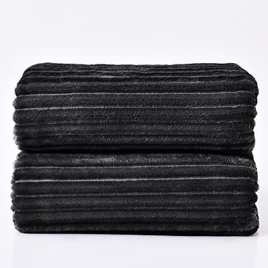 BEDELITE Fleece Blanket King Size – 3D Ribbed Jacquard Soft and Warm Decorative Fuzzy Blankets – Cozy, Fluffy, Plush Lightweight Throw Blankets for Couch, Bed, Sofa(Black, 108x90 inches) - Image 9