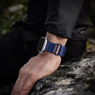 Bandletic Rugged Nylon Bands Compatible with Apple Watch 11 10 Band 42mm 38mm 40mm 41mm Men, Tactical Sport Loop Wristbands Strap for iWatch Series 11 10 9 8 7 6 5 4 SE 3 2 1, M-Blue - Image 9