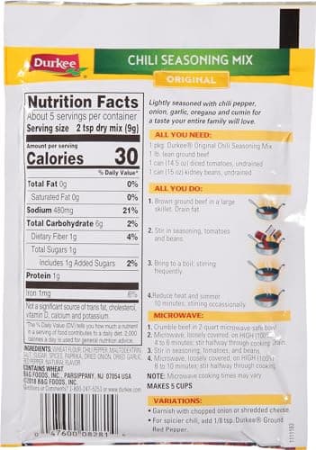 Durkee Chili Seasoning Mix, 1.75 Ounce Packet - Image 2