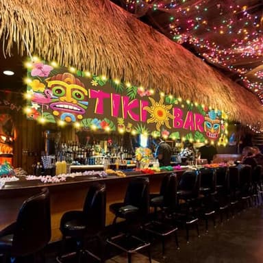 OuMuaMua Hawaiian Tiki Party Decorations, Luau Tiki Decorations Banner, Tiki Bar Sign with Lights for Summer Aloha Moana Hawaii Luau Party Decorations, Tropical Birthday Beach Pool Party Supplies - Image 2