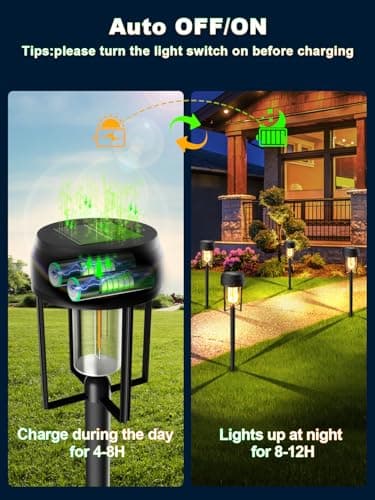 OUGELE Solar Lights Outdoor 12 Pack, Bright Solar Pathway Lights Waterproof IP65, Auto On/Off Solar Landscape Lighting 3000k for Garde Decor, Yard, Driveway, Patio, Walkway - Image 4