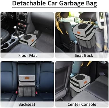 Car Trash Can Bin for Back Seat Leak Proof, Cute Car Trash Bag Hanging, Vehicle Trash Can for SUV Truck Van, Automotive Garbage Cans Front Seat Grey - Image 6