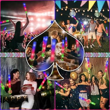 Lydazlab 110PCS LED Foam Glow Sticks, Foam Light Up Sticks, Wedding Glow Stick Bulk Party Pack with 3 Modes Flashing, Glow in the Dark Party Supplies for Halloween, Birthday, Camping, Carnival, Rave - Image 3