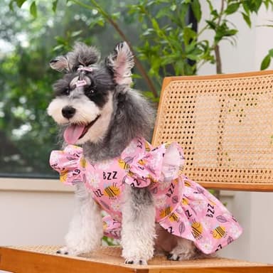 CuteBone Dog Dress Princess Puppy Birthday Dresses with Flutter Sleeves Cat Clothes Outfit for Small Dogs Girl Pet Apparel FX08M - Image 2