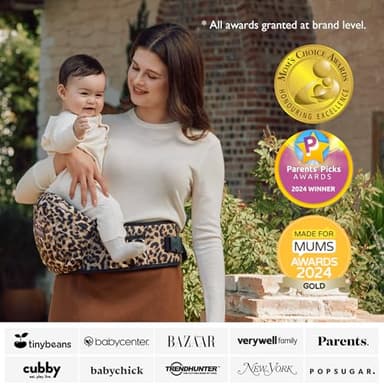 Momcozy Hip Seat Baby Carrier - Adjustable Waistband with Original 3D Belly Protector, Ergonomic Carrier with Various Pockets for Newborns & Toddlers up to 45lbs (Leopard, Medium) - Image 5